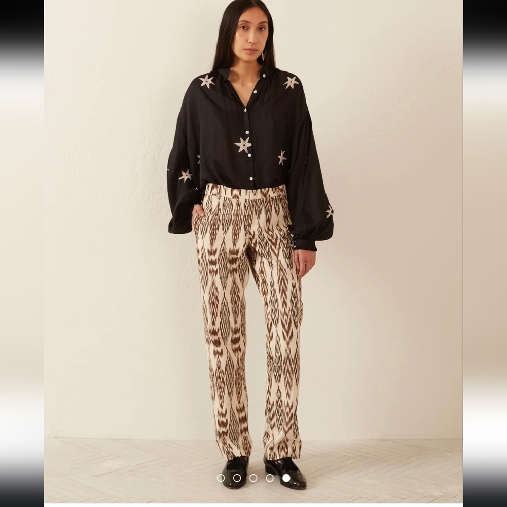 Alix of Bohemia Ezra Feather Ikat 100% Cotton Boho Chic Pant(M)